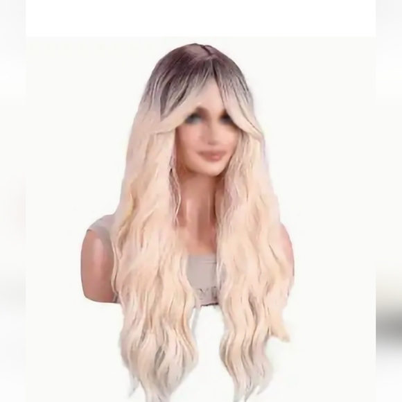 Elegant Blonde Ombre Wig 26" Black To Golden Blond New - Picture 2 of 2